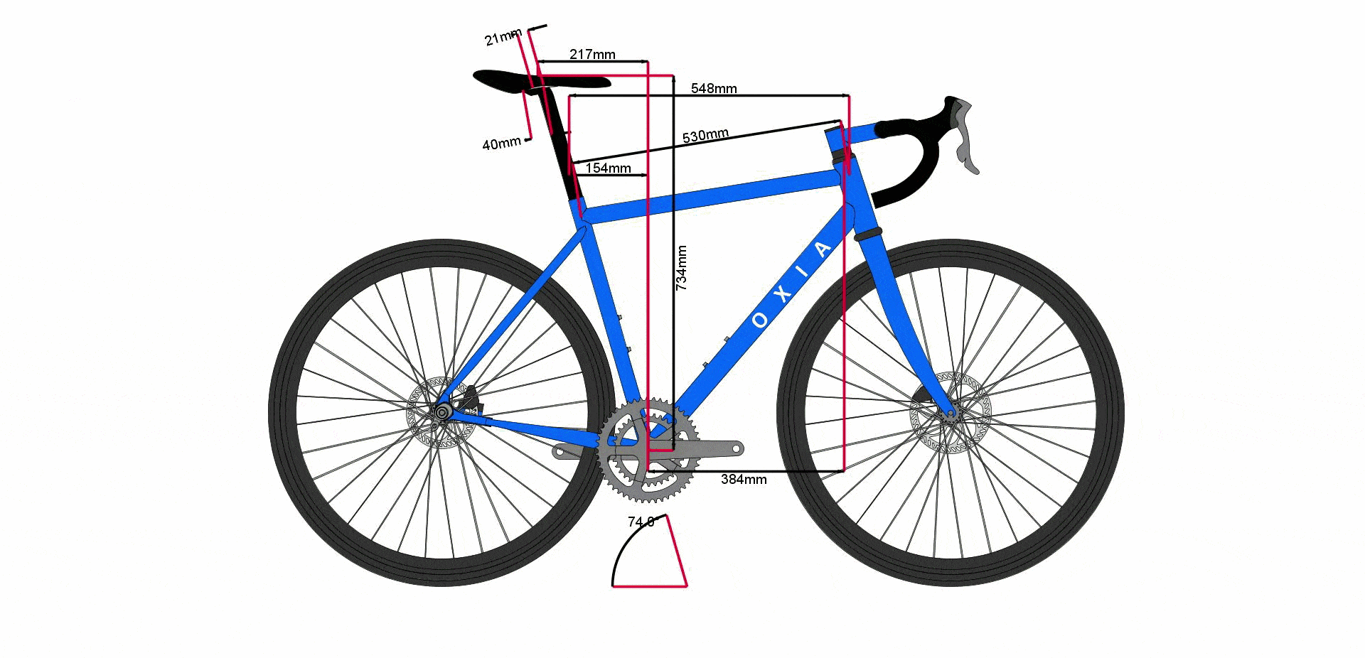 74º de seat tube y variación del retroceso del sillín con diferentes tijas