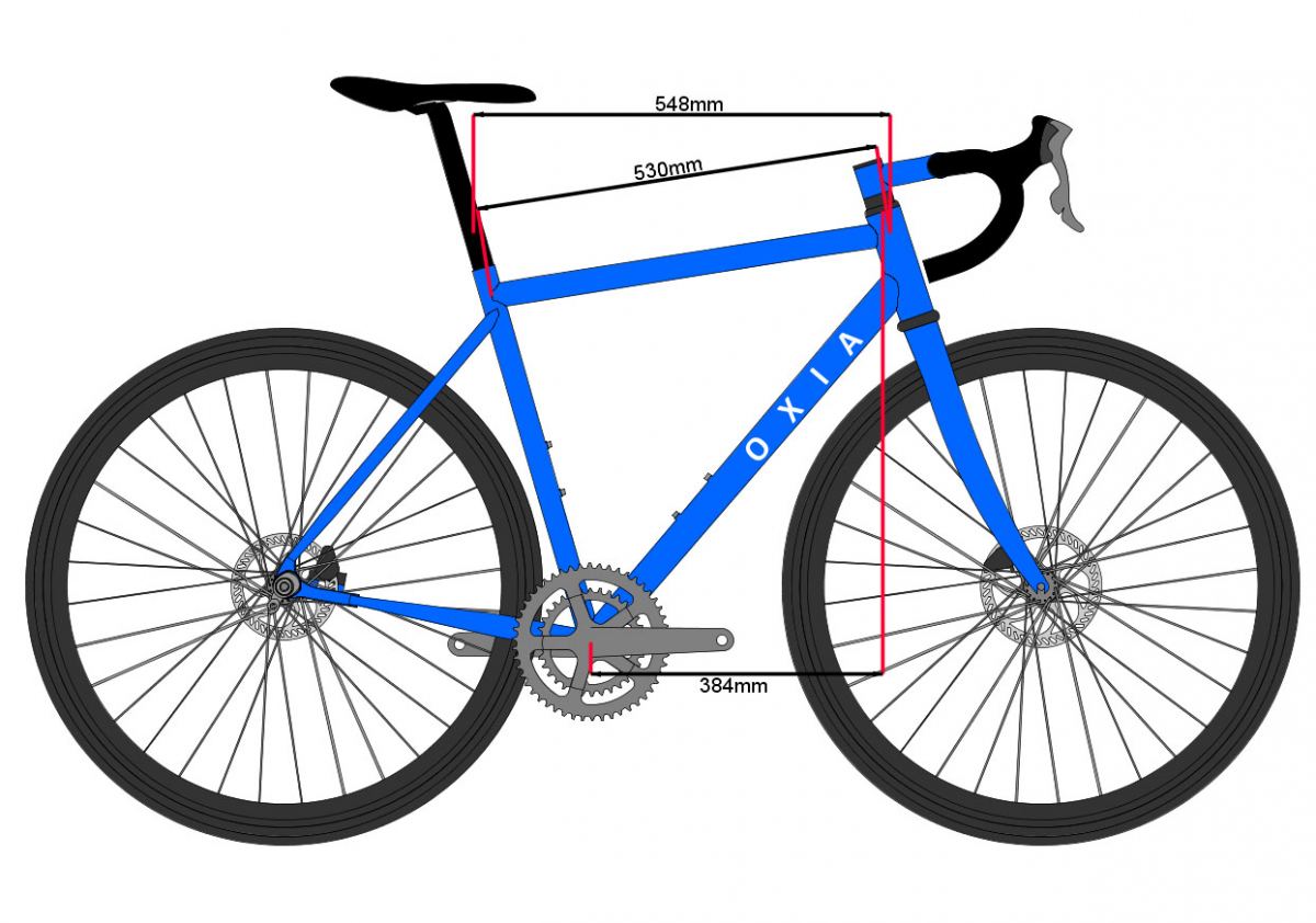 Longitud efectiva y centro-centro del tubo superior de una bicicleta